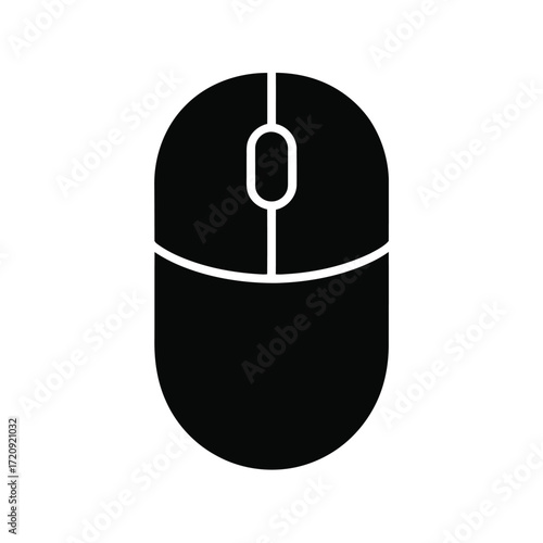Simple black computer mouse icon graphic for digital use interface design technology