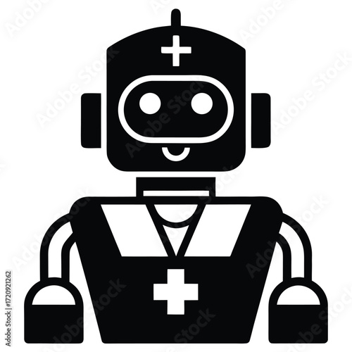 robot nurse silhouette vector illustration
