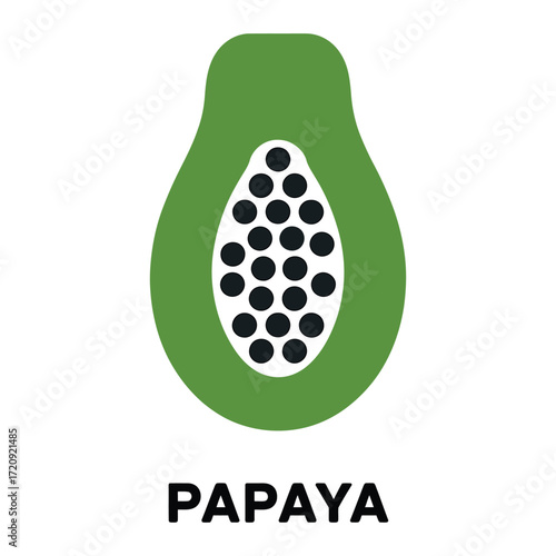 Illustration of a green papaya, showcasing its unique shape and vibrant color, perfect for healthy eating and tropical themes