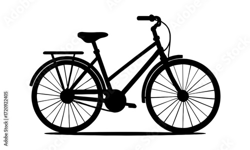 Classic city commuter bicycle silhouette vector graphic icon isolated on a white background