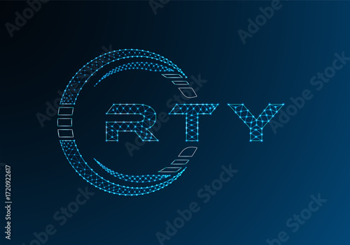 RTY low poly letter logo vector design. RTY lower poly logo design. Low poly logo.