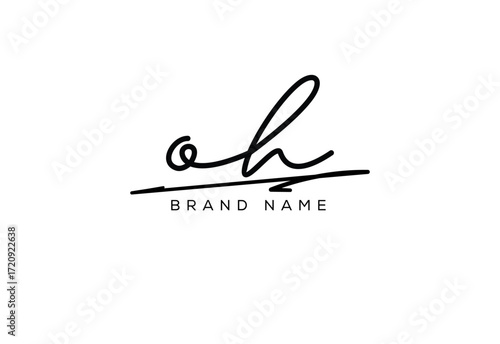OH letter elegant cursive signature beauty handwriting logo.