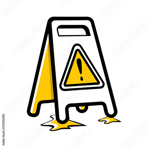 Caution wet floor sign graphic in yellow and black colors  
