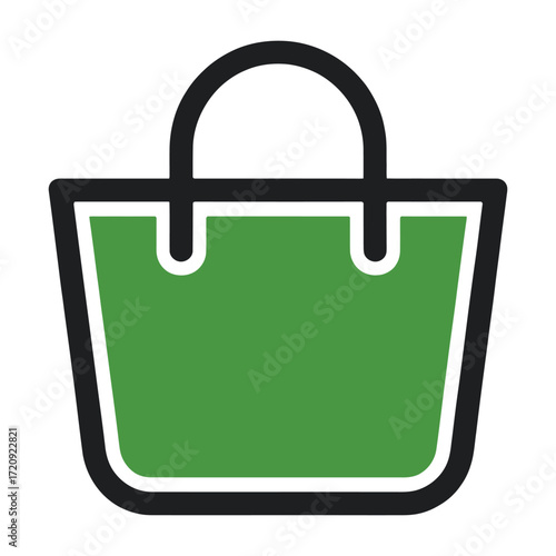 Shopping bag icon symbol of purchase, retail, commerce, sale, discount, and consumerism green bag for market and grocery