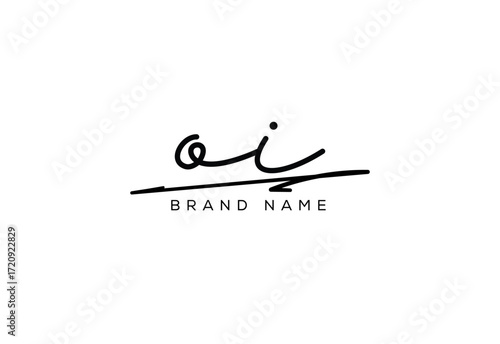 OI letter elegant cursive signature beauty handwriting logo.