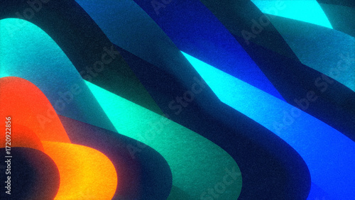 Photos Abstract grainy background with glowing colorful twisted lines and retro film effect