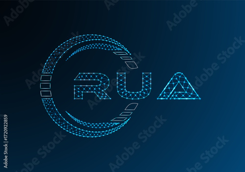 RUA low poly letter logo vector design. RUA lower poly logo design. Low poly logo.