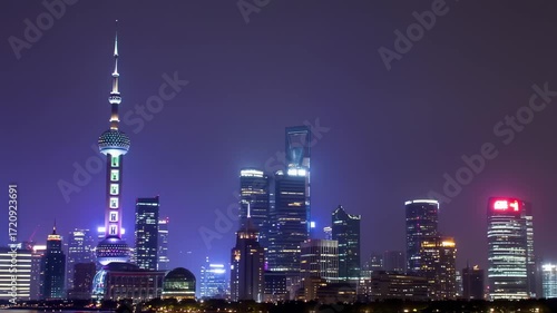 Wallpaper Mural Bustling Shanghai Nightscape: Illuminated Towers and Glowing Skyline Torontodigital.ca