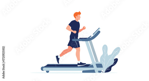 A man running on a treadmill as part of his fitness routine.