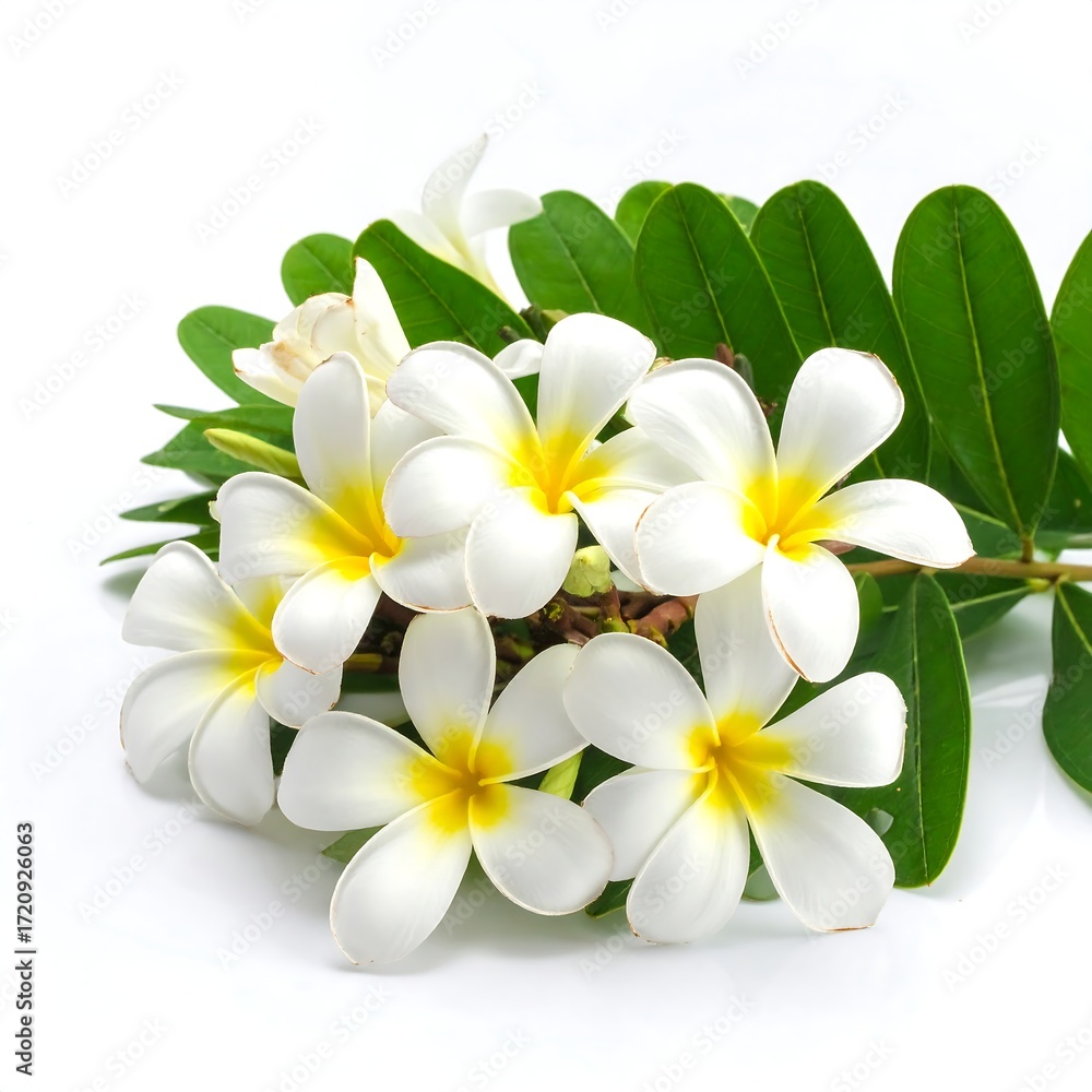 Fototapeta premium Plumeria flowers and leaves