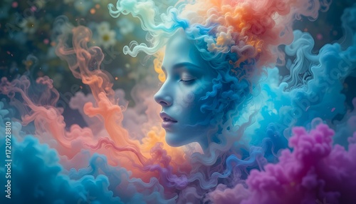 Abstract Smoke Face in Nature – Serene and Tranquil Art Photography