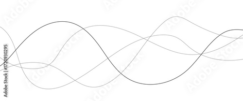 Wavy thin line. Curved black line geometric pattern. Vector illustration.