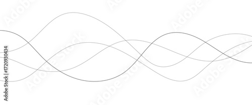 Technology abstract lines on white background. Undulate Grey Wave Swirl, frequency sound wave, twisted curve lines with blend effect