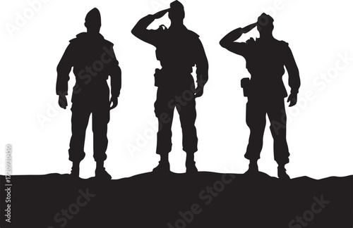 Soldiers Silhouettes in Respectful Salute