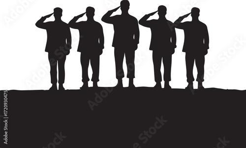 Saluting Soldiers Silhouette