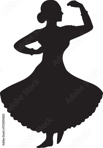 Graceful cultural Indian dance silhouette