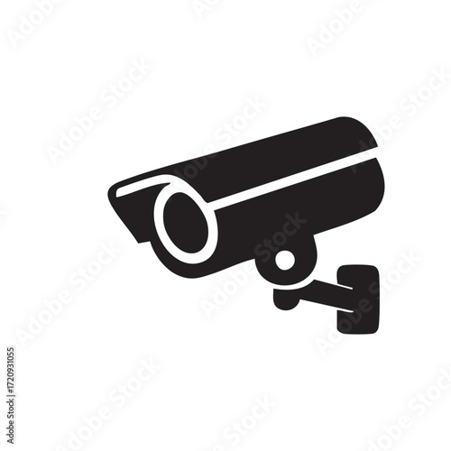 CCTV and Two-Factor Authentication Code Icons – Black and White Silhouette