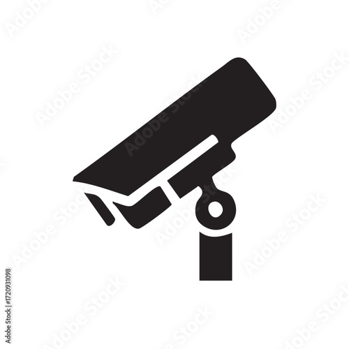 CCTV and Two-Factor Authentication Code Icons – Black and White Silhouette