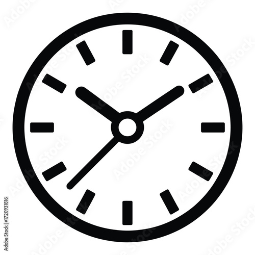 Clock icon, symbolizing time, schedule, appointment, deadline, and urgency in a clean and minimalist design for various applications