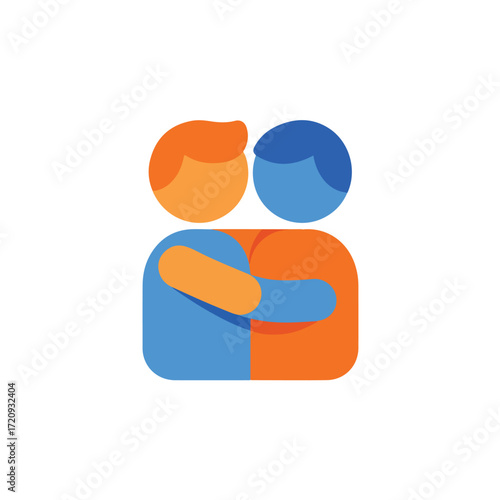 Flat design hugging icon suitable for friendship, love, support concepts. Perfect for social media posts, websites, and greeting cards.