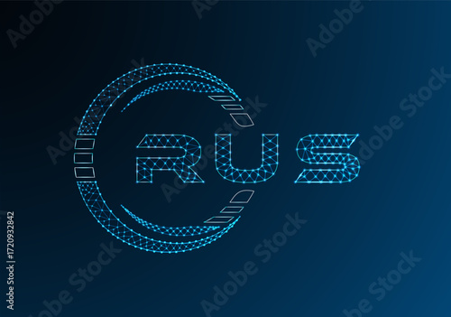 RUS low poly letter logo vector design. RUS lower poly logo design. Low poly logo.