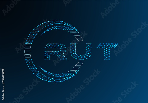 RUT low poly letter logo vector design. RUT lower poly logo design. Low poly logo.