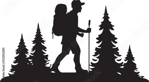 Adventurous Backpacker Explores Lush Forest