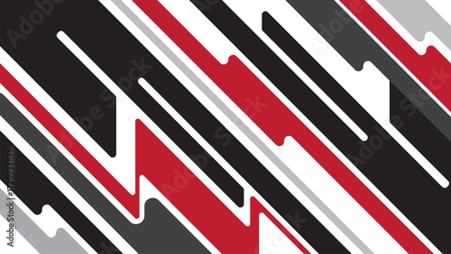 abstract diagonal lines background in red black and white. modern geometric stripes design for sports and racing concept.