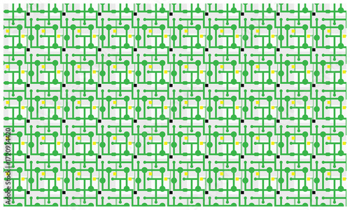 Seamless vector pattern inspired by printed circuit boards in light green color. Perfect for tech backgrounds, digital wallpaper, and modern IT design projects.