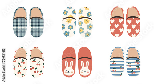 Comfortable and stylish indoor slippers for women with various adorable patterns and designs.