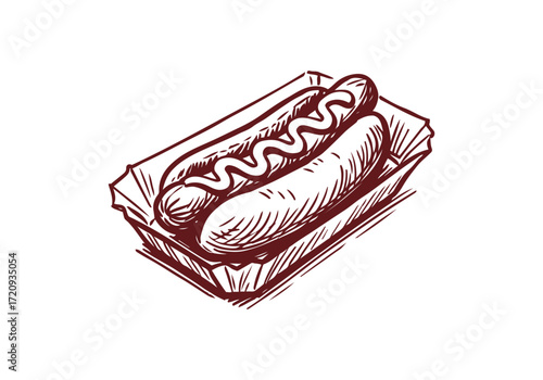 Hotdog hand drawn sketch vector illustration