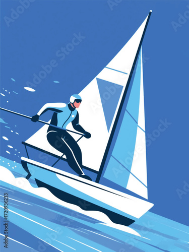 Fast Wind Surfing Illustrator Artwork Design Template Poster