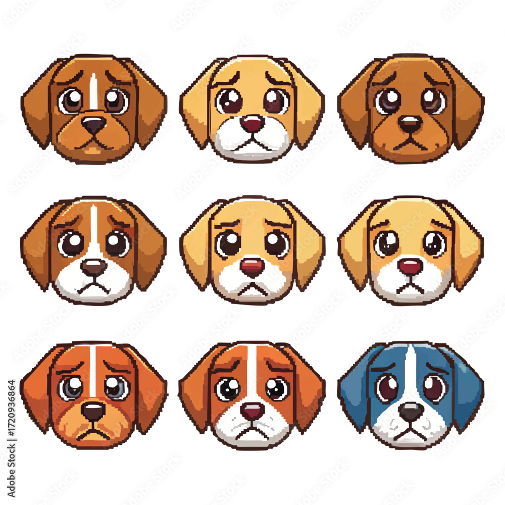 Obraz premium Pixel Art Emoji Pack – Retro 8-Bit Style Vector Icons Collection