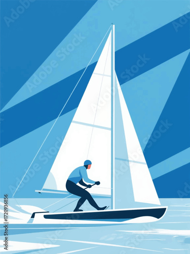 wind surfing Illustrator Artwork Design Template Poster