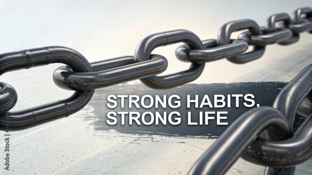 Naklejka premium Strong Habits Lead to Strong Life in Symbolic Chain Illustration for Personal Development