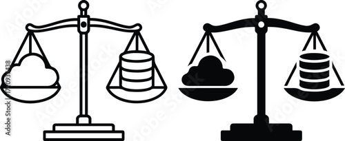 Cloud Data Balance Icon, Scale Storage Symbol
