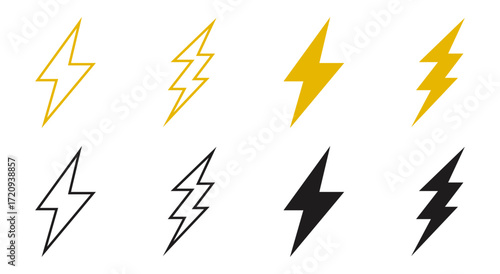 thunder bolt flash icon, flash lightning bolt icon - Electric power icon symbol - Power energy icon sign in filled, thin, line, outline and stroke style for apps and website