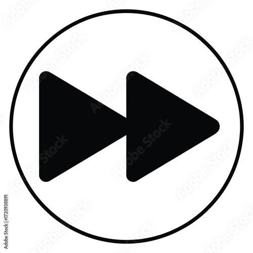 Forward icon representing fast forward, next, or advance, suitable for user interface design and multimedia applications