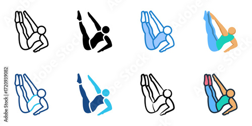 Gymnastics Conditioning icon set multiple style collection 
