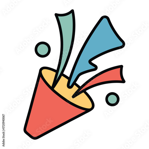 Festive confetti explosion illustration, showcasing a vibrant mix of colors and shapes, ideal for adding a celebratory touch to designs