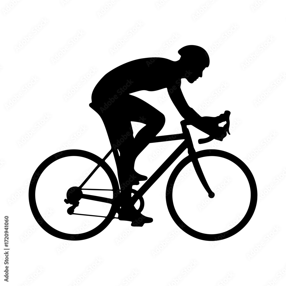 Fototapeta premium Illustration of a cyclist isolated on white background. Design element for emblem, sign, poster, badge. Vector illustration
