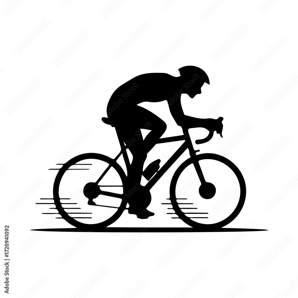 Fototapeta premium Illustration of a cyclist isolated on white background. Design element for emblem, sign, poster, badge. Vector illustration