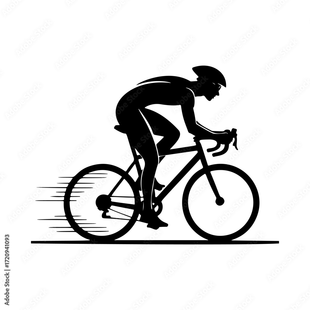 Obraz premium Illustration of a cyclist isolated on white background. Design element for emblem, sign, poster, badge. Vector illustration