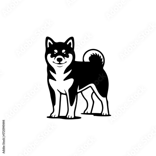 Illustration of a husky dog isolated on white background. Design element for emblem, sign, poster, badge. Vector illustration