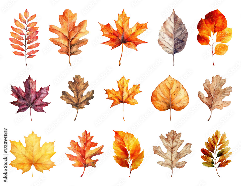 Fototapeta premium Colorful autumn leaves collection.