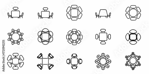 Modern furniture design options for diverse interior spaces, showcasing tables and seating arrangements for stylish home or office layouts