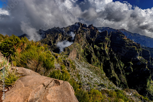 Evening in the mountain landscape at Pico Ruivo on Madeira, Portugal.