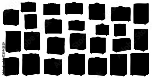 Silhouette Various Size and Shape Luggage Baggage Travel Suitcase Icons Set