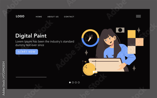 Digital Painting Process Vector Illustration Concept