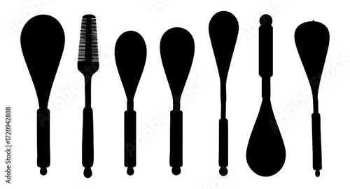 Simple Black Silhouette Spatula Different Shape Cooking Utensil Kitchenware